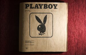 Eine Ausgabe des Brailleplayboys auf brauner Pappe, auf der Titelseite sieht man Brailleschrift und ein Bild von einem Playboyhasen Eine Ausgabe des Brailleplayboys auf brauner Pappe, auf der Titelseite sieht man Brailleschrift und ein Bild von einem Playboyhasen