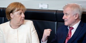 Merkel und Seehofer, er ballt seine Faust