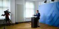 Marco Buschmann (FDP), Bundesminister der Justiz, äußert sich bei einer Pressekonferenz.