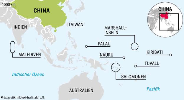 Eine Karte von der Region China, Malediven, Indien und Australien.