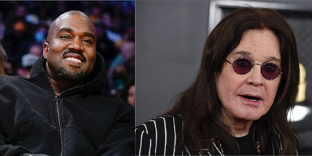 Fotomontage: auf der linken Seite ein Porträt von Kanye West, auf der rechten eins von Ozzy Osbourne