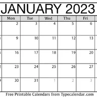 January 2023 Calendar 