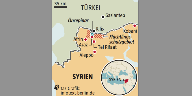 Landkarte der türkisch-syrischen Grenze