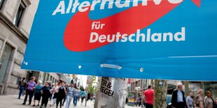 AfD-Plakat in einer Fußgängerzone