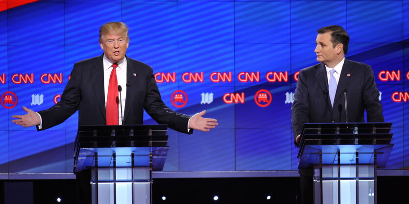 Donald Trump und Ted Cruz bei der Debatte