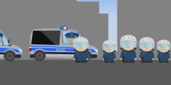 Zeichentrick-Polizisten mit Helm