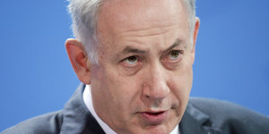 Großaufnahme von Israels Premierminister Benjamin Netanjahu.