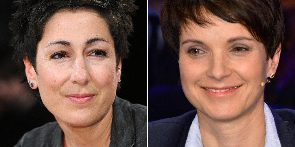 Frauke Petry und Dunja Hayali lächeln