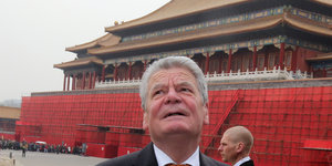 Bundespräsident Joachim Gauck in der Verbotenen Stadt in Peking