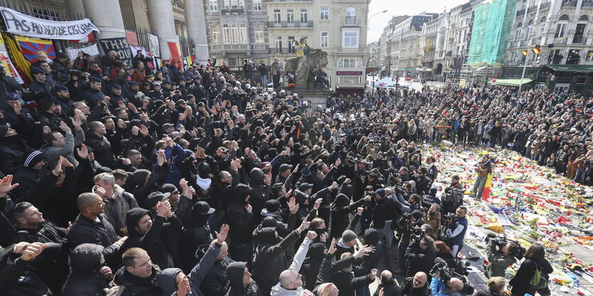 Hooligans am Brüsseler Börsenplatz