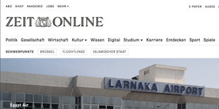 Ausschnitt der Startseite von „Zeit Online“