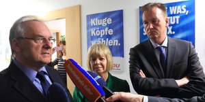Die Landesvorsitzenden von CDU, Grünen und SPD werden interviewt