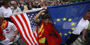 Proteste gegen die Regierung am Montag in Skopje.