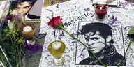 Kerzen und Blumen auf Bildern von Prince