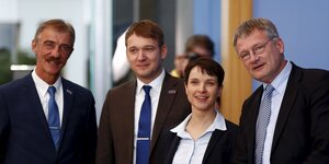Drei Männer und eine Frau, allesamt AfD-PolitikerInnen