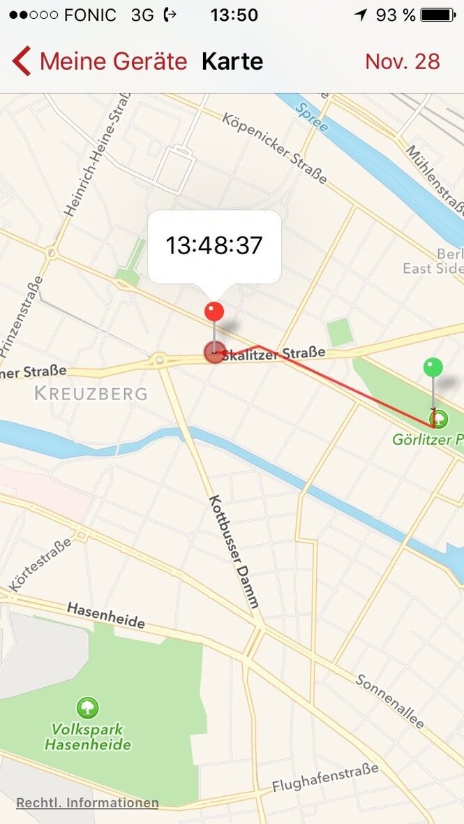 Auf dem Smartphone lässt sich das Fahrrad verfolgen