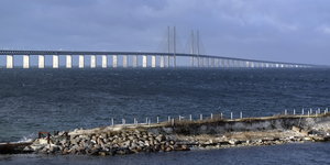 Die Öresundbrücke. Sie verbindet Dänemark mit Schweden.