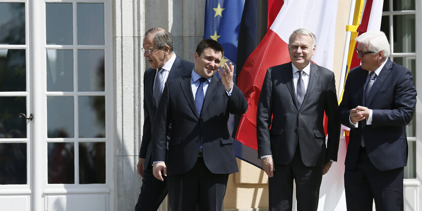 Sergei Lavrov, Pavlo Klimkin, Jean-Marc Ayrault und Frank-Walter Steinmeier