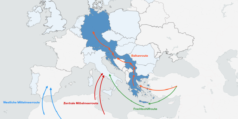 Die alte Balkanroute verläuft über Griechenland, Serbien, Mazedonien, in Richtung Norden