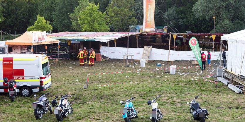 Das abgesperrte Konzertgelände in Nenzing, Österreich