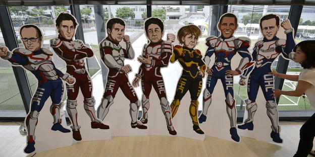 Die Staatsführer der G7-Staaten als Pappfiguren