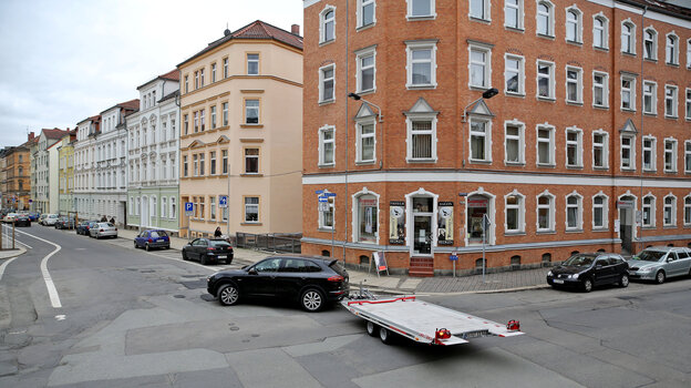 Eine Straße mit Gründerzeitbauten in Zwickau