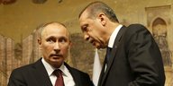 Wladimir Putin redet mit Recep Tayyip Erdogan