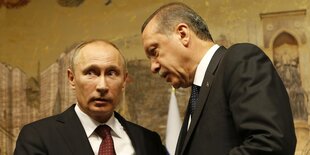 Wladimir Putin redet mit Recep Tayyip Erdogan