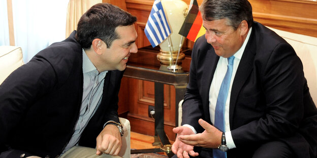 Der griechische Ministerpräsident Alexis Tsipras und Vizekanzler Sigmar Gabriel (SPD)