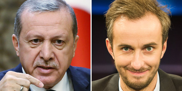 Doppelporträt Erdogan und Böhmermann
