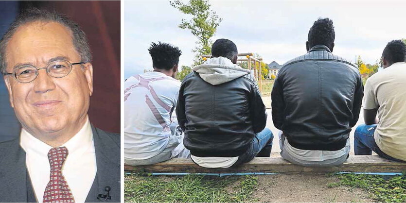 Der Politologe Bassam Tibi und eritreische Flüchtlinge (Symbolbild)