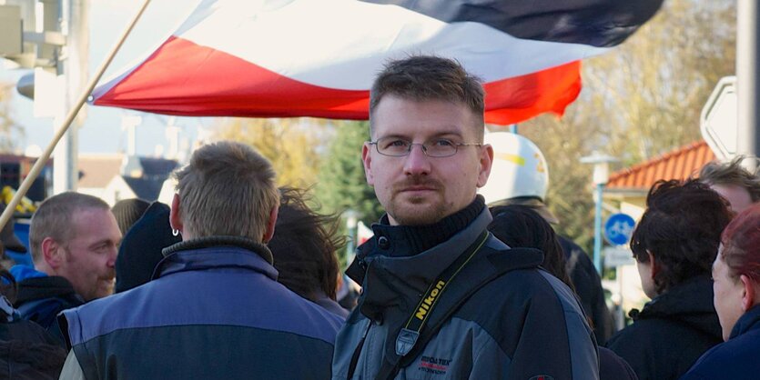 David Petereit auf einer Demonstration