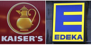 Kaisers und Edeka Logos nebeneinander