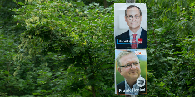 Wahlplakate mit Müller und Henkel