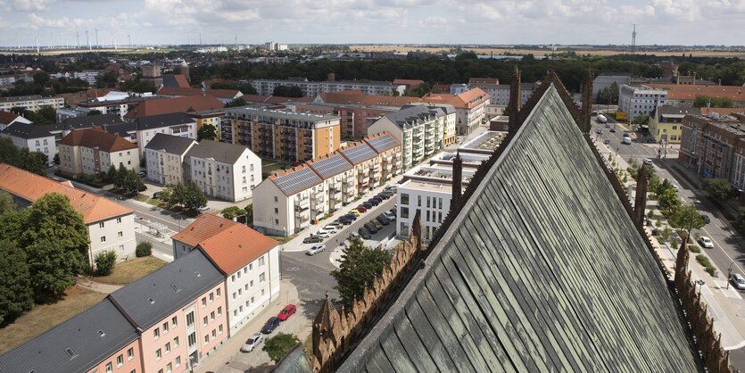 eine Obenansicht einer Stadt