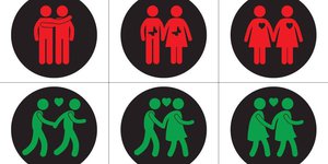 Fußgängerampeln mit gleichgeschlechtlichen und gemischten Paaren