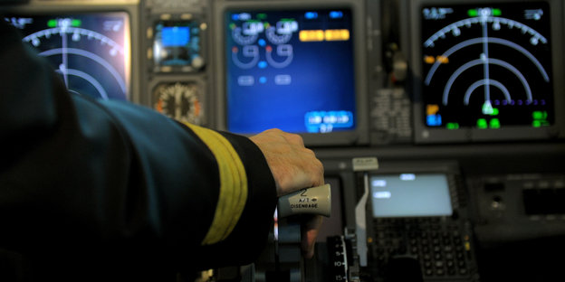 Das Cockpit eines Flugzeugs