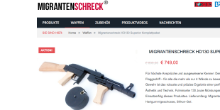 Screenshot von der Verkaufsseite für die Hartgummigeschoss-Waffe