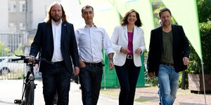 Anton Hofreiter, Cem Özdemir, Katrin Göring-Eckardt und Robert Habeck kommen zum Länderrat der Grünen in Berlin