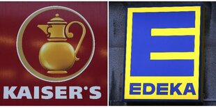 Die Logos von Kaiser's und Edeka