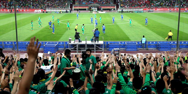 Fans in einem Fußballstadion
