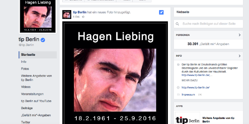 Ein Screenshot einer Facebook-Seite