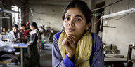 Nasreen Sheikh, 24, in ihrer Schneiderwerkstatt