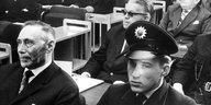 Die drei Hauptangeklagten im Auschwitz-Prozess: Wilhelm Boger, Victor Capesius und Oswald Kaduk