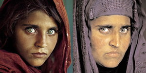 Die Afghanin Sharbat Gula 1985 und 2002