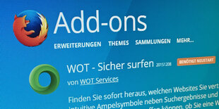 Screenshot von "Web of Trust" unter Add-ons bei Firefox