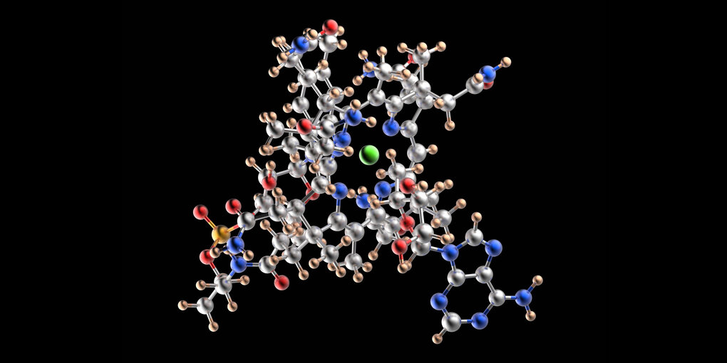 Ein Computermodell des B-12-Vitamin-Molueküls