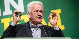 Winfried Kretschmann beim Parteitag der Grünen in Münster