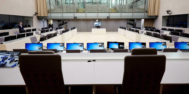 Ein Verhandlungssaal im Internationale Strafgerichtshof