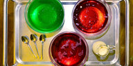 rot rot grüne Puddings